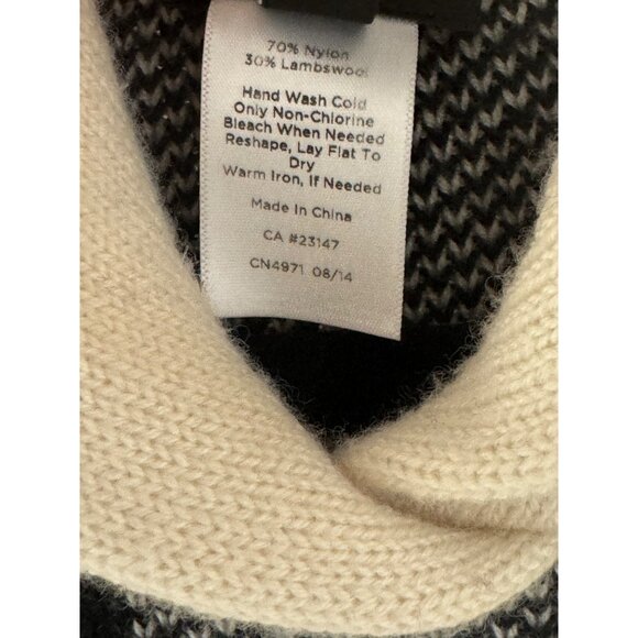 Talbots Lambswool Black Creme Buffalo‎ Check Plaid Poncho Size M Cape Sweater - Picture 6 of 6